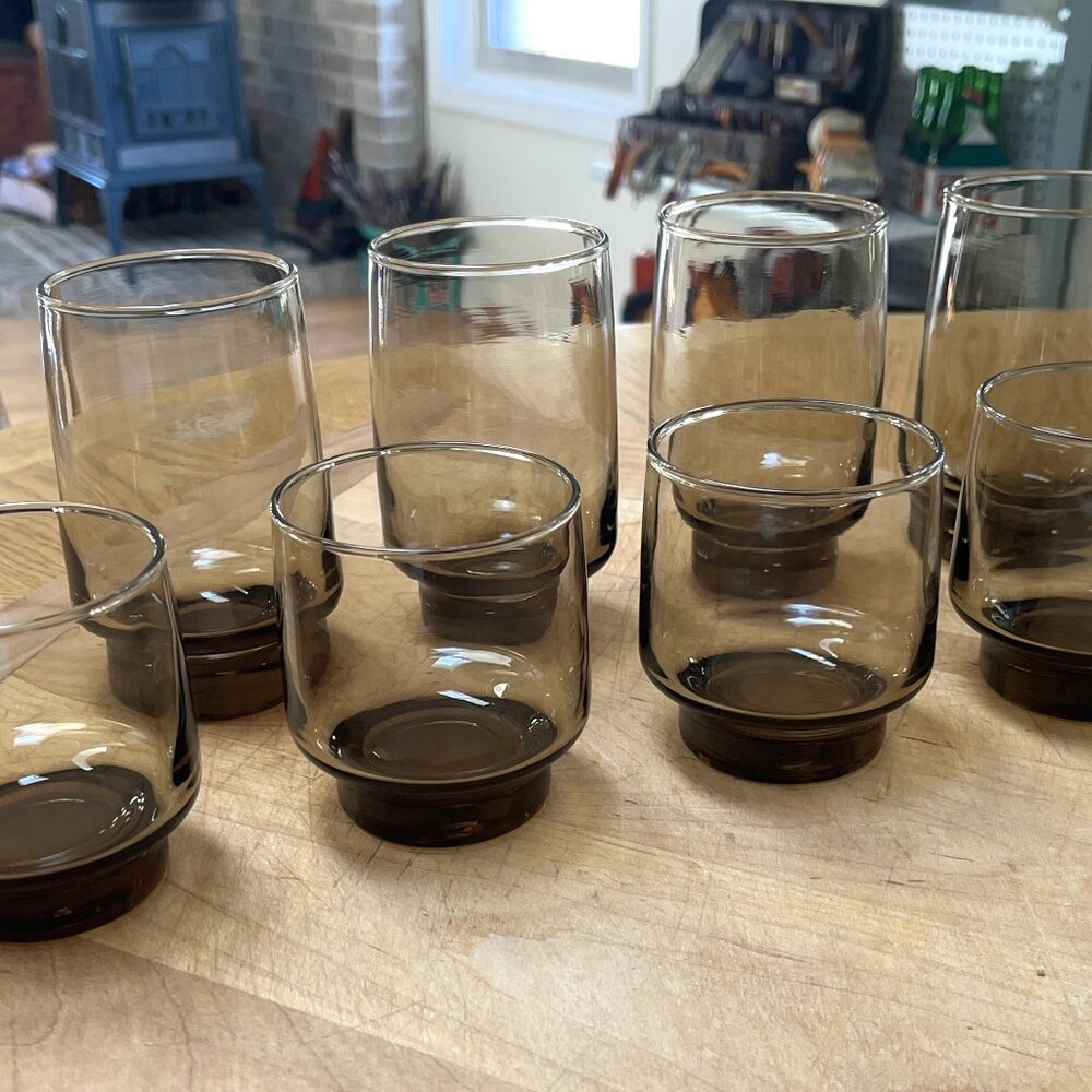 Vintage 1970’s Libbey Tawny Accent 8 & 12 oz Rocks/Juice Glasses